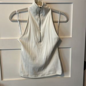Anthropologie white sleeveless zippered top size small